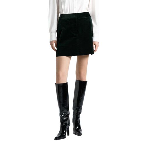 Cue Jade Stretch Velvet Mini Skirt